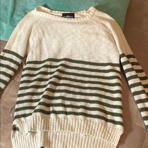 Cream and green striped sweater